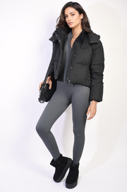 Cropped Hooded Puffer Jacket