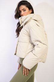 Cropped Hooded Puffer Jacket