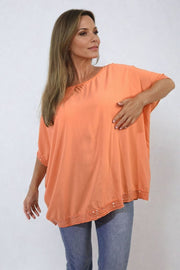 Oversized Sequin Hem Flare Sleeve Top