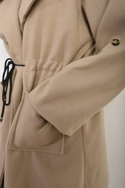 Roll Tab Sleeve Drawstring Waist Trench Coat