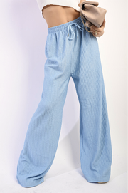 Textured Wide Leg Drawstring Trousers