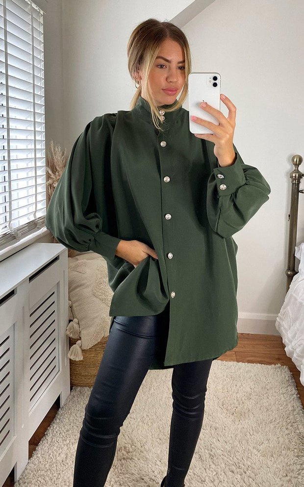 Oversized High Neck Shirt