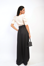 High Waist Belted Wide Leg Trouser