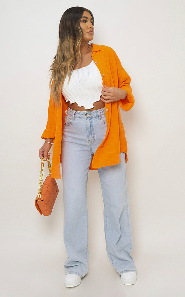 Button Down Long Sleeve Oversized Shirt