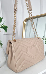 Faux Leather Chain Strap Shoulder Bag