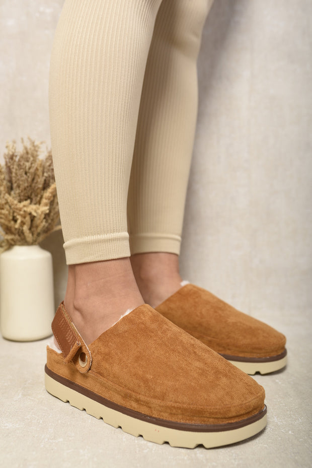 Faux Fur Sling-Back Closed Toe Mules