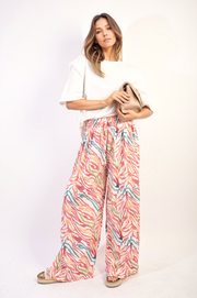 Pleated Wide Leg and Elastic Waist Trousers