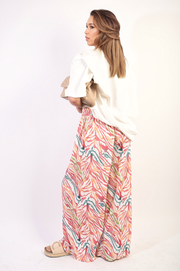 Pleated Wide Leg and Elastic Waist Trousers