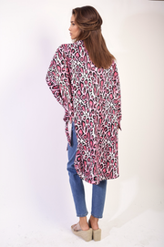 Oversized Long Sleeve Leopard Print Shirt Dress