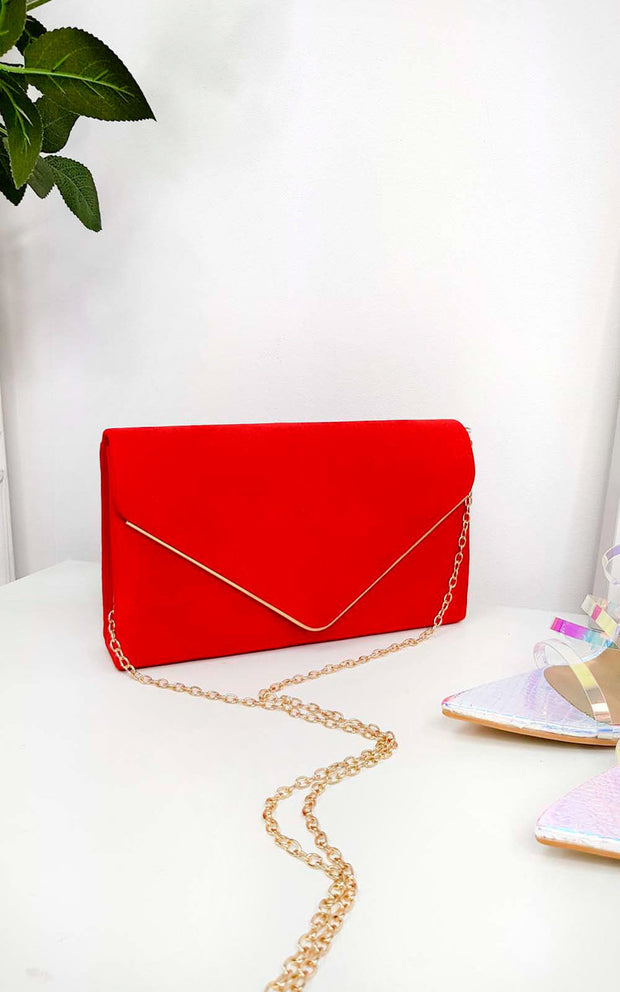 Faux Suede Envelope Clutch Bag