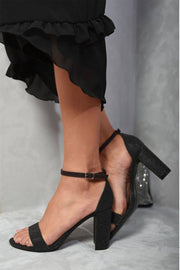 Glitter Ankle Strap Block High Heels