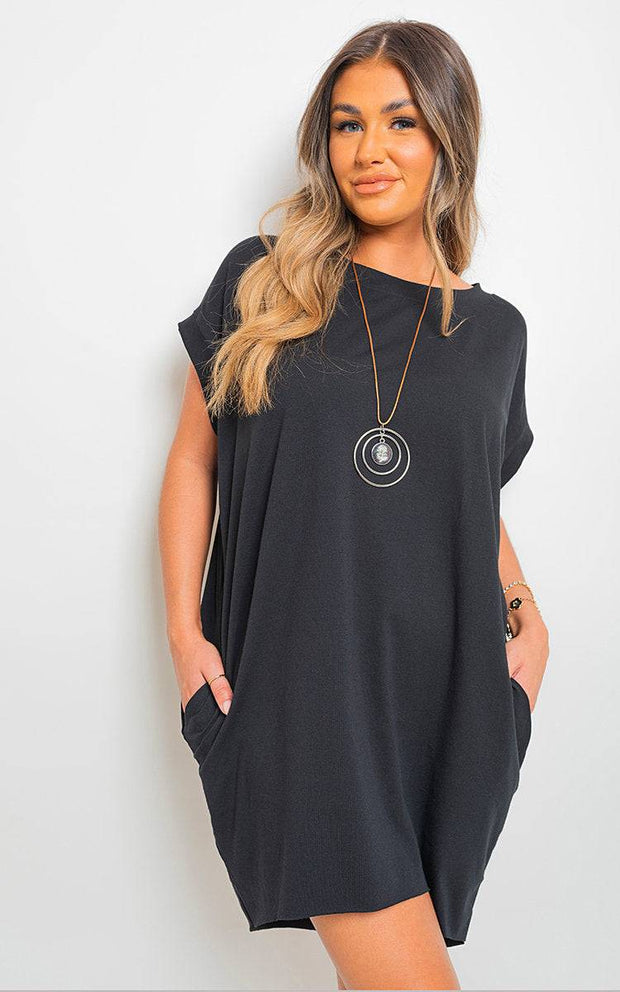 Oversized Short Sleeve Top with Front Pockets