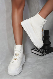 Lace Up High Top Platform Trainers with Decorative Details