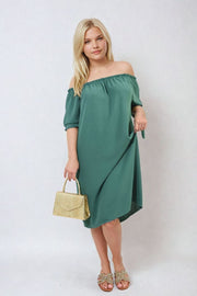 Knot Cuff Off Shoulder Mini Dress