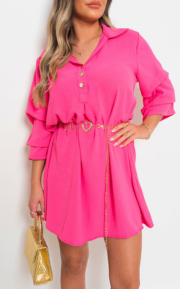 Collared Oversized Mini Dress