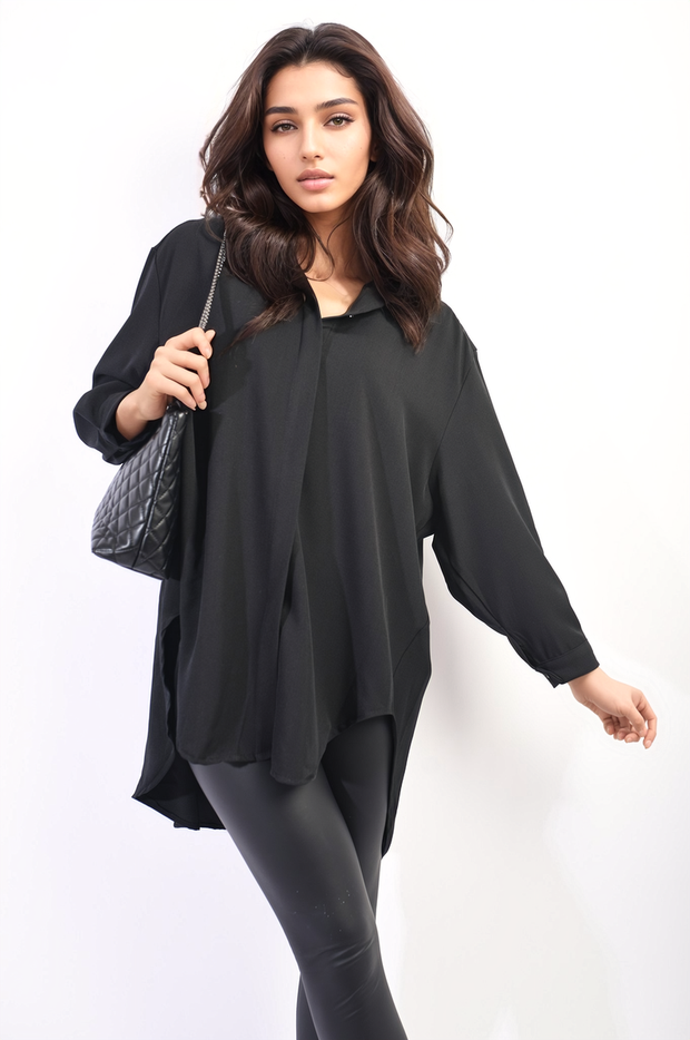 Button Up Oversized Long Back Shirt