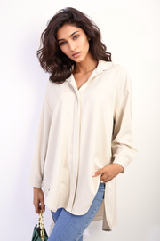 Button Up Oversized Long Back Shirt