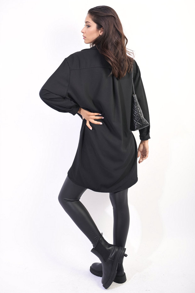 Button Up Oversized Long Back Shirt