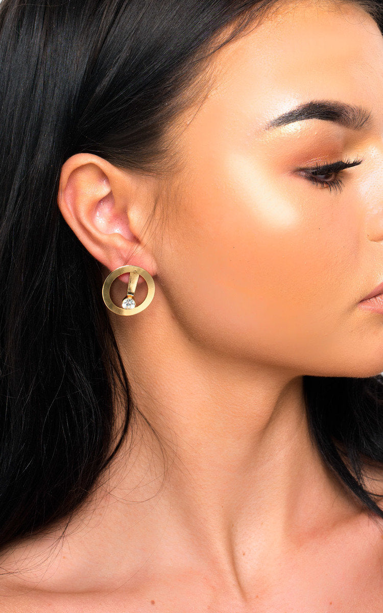 Chic Gold Hoops with Dazzling Diamante Crystals