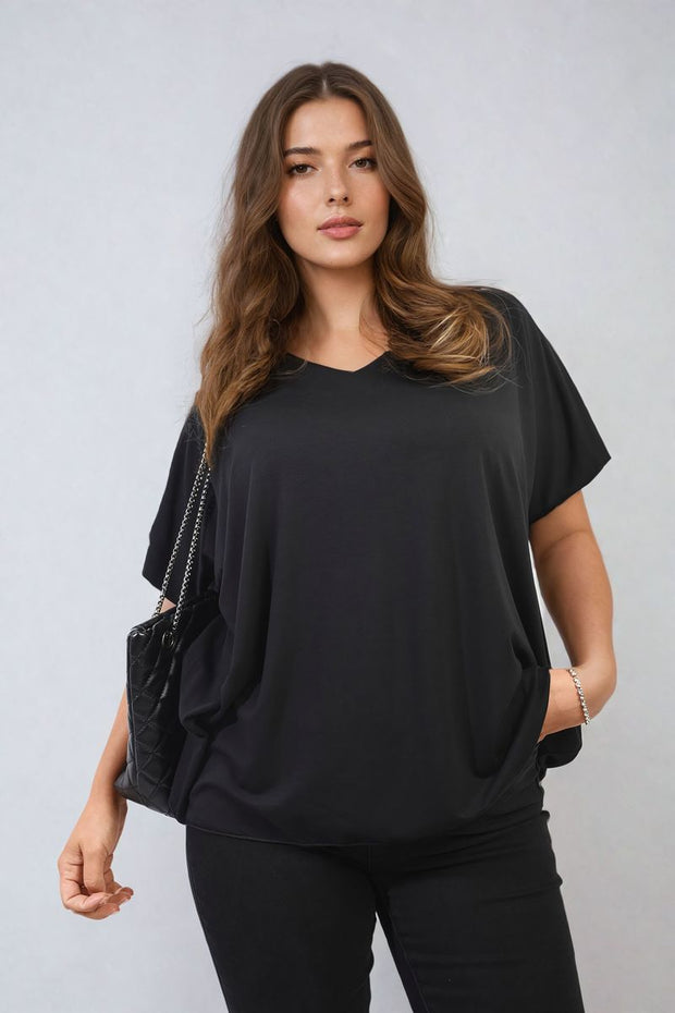 Short Sleeve V-Neck Loose Top