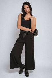 Belted High Waist Wide Leg Trouser