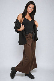 Belted High Waist Wide Leg Trouser