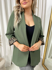 Leopard Print Cuff Blazer Jacket