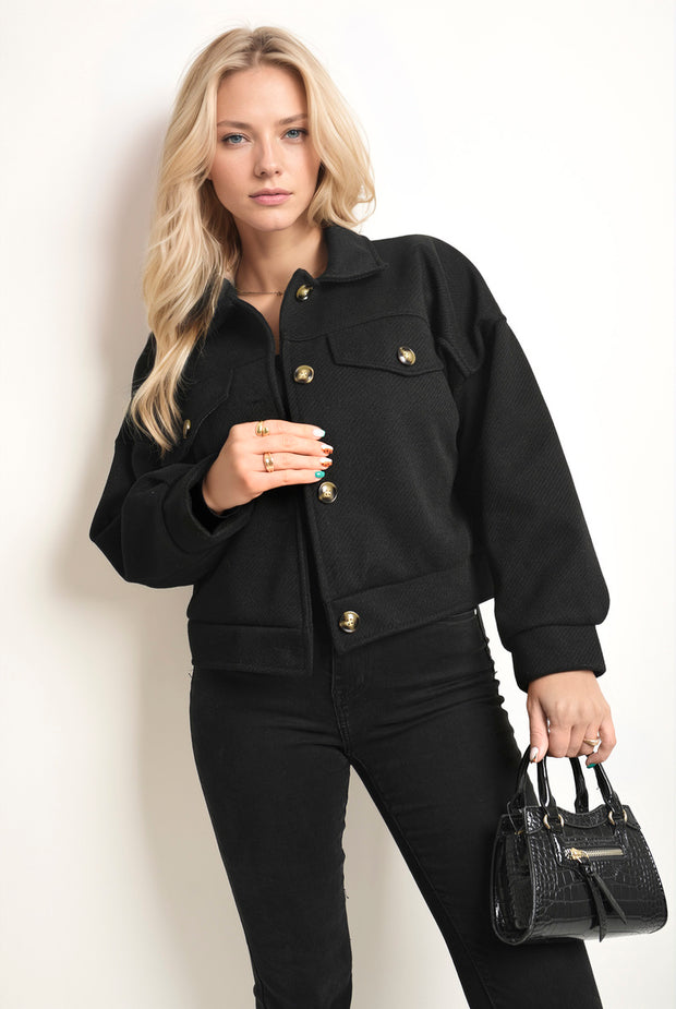 Flap Pocket Cropped Jacket