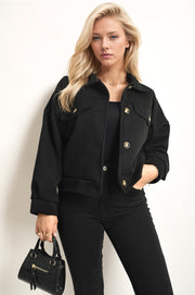 Flap Pocket Cropped Jacket