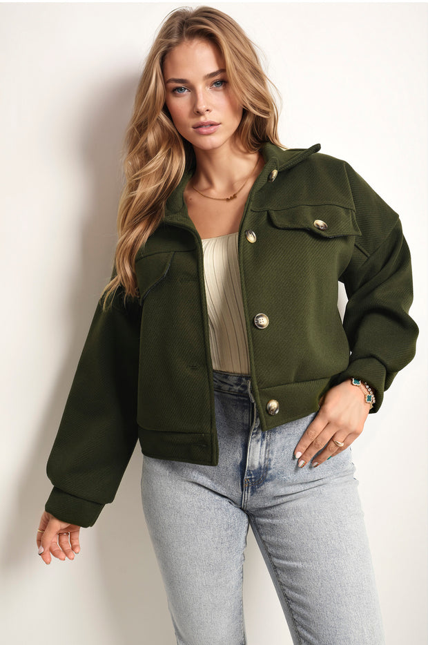 Flap Pocket Cropped Jacket