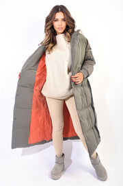 Long Belted Puffer Coat