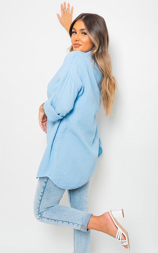 Button Down Long Sleeve Oversized Shirt