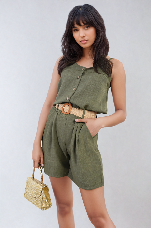 Belted High Waist Shorts