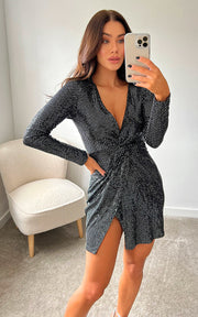  Elegant Sequin Wrap Dress