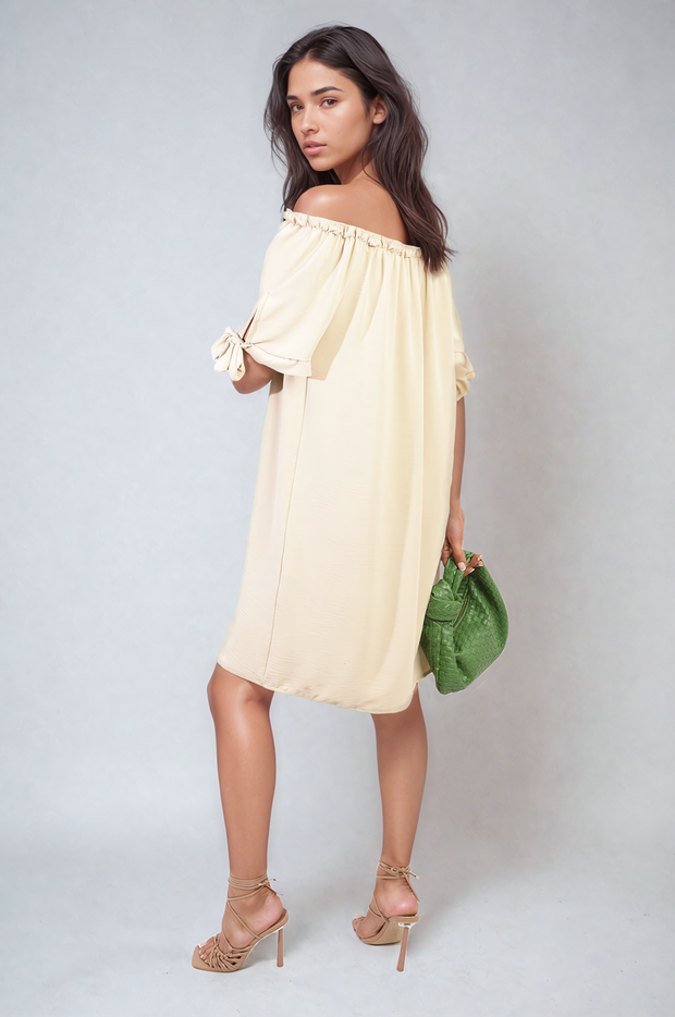 Knot Cuff Off Shoulder Mini Dress