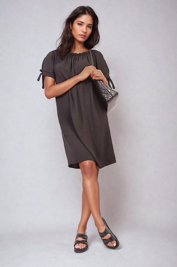 Knot Cuff Off Shoulder Mini Dress